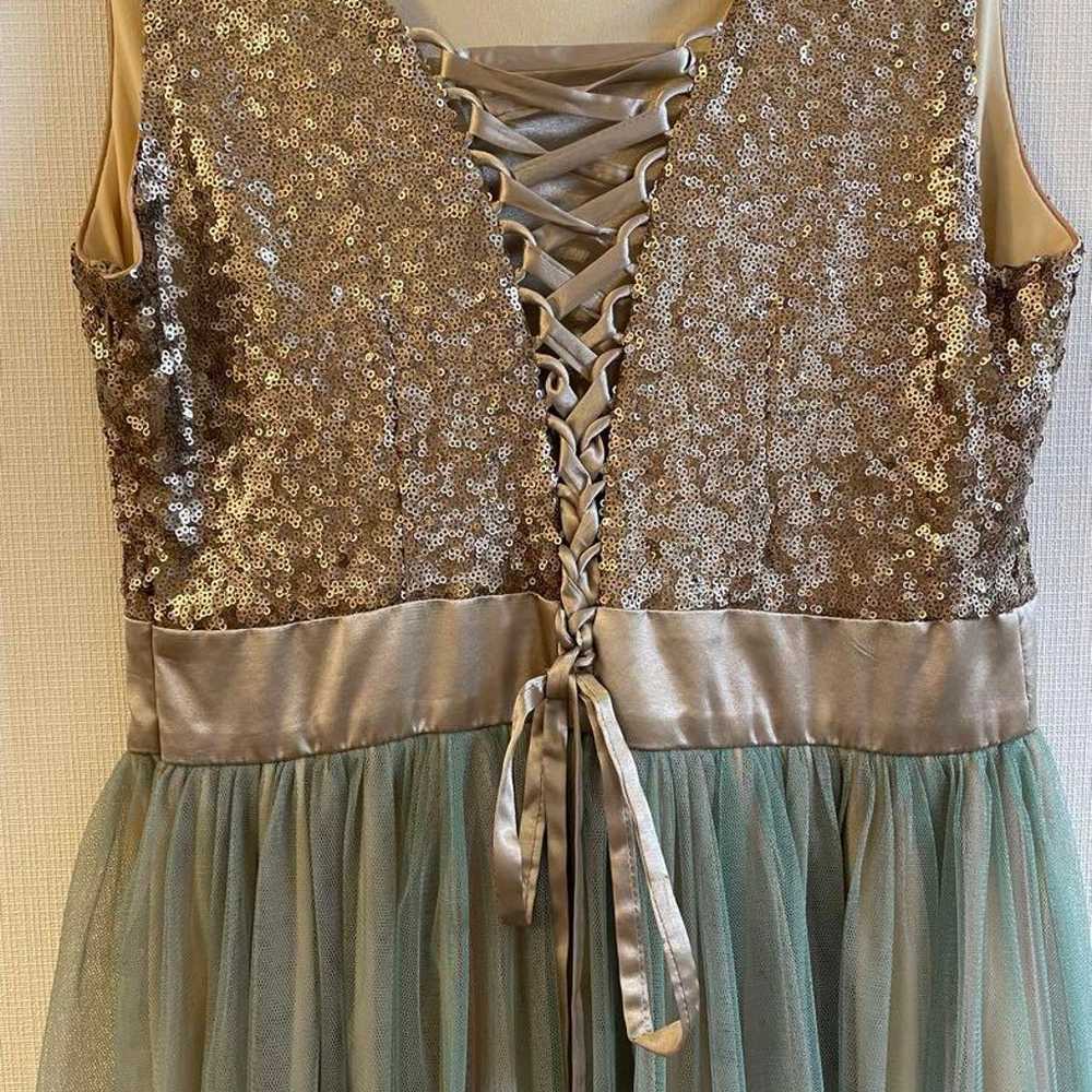 Gold Sequin Mint Green Dress - image 4