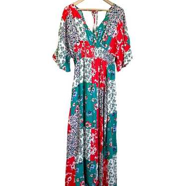 ODDI Boho Fairy Maxi Dress Sz L Ditsy Floral Patc… - image 1