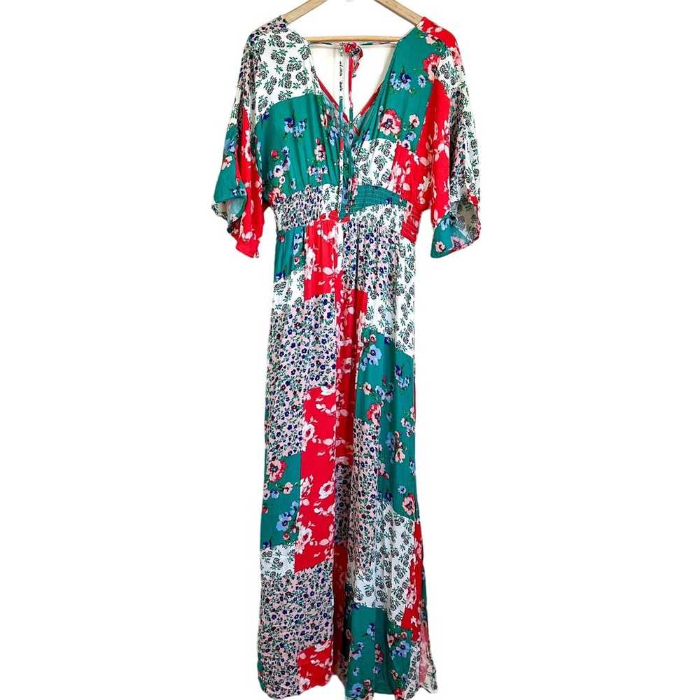 ODDI Boho Fairy Maxi Dress Sz L Ditsy Floral Patc… - image 2