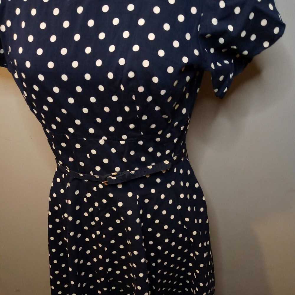 Vintage Womens Dress Small Navy White Polka Dot A… - image 9