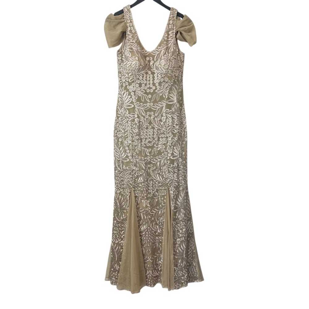 Alex Evenings Dress Womens 6 Beige Embroidered Go… - image 1