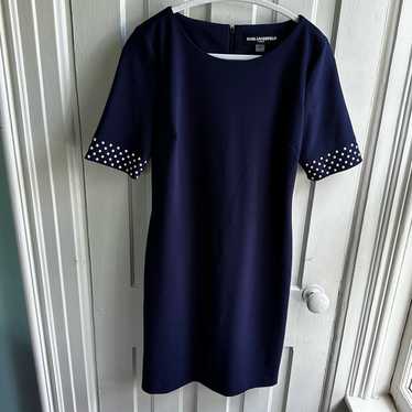 Karl Lagerfeld Paris Embellished Short Sleeve Dres