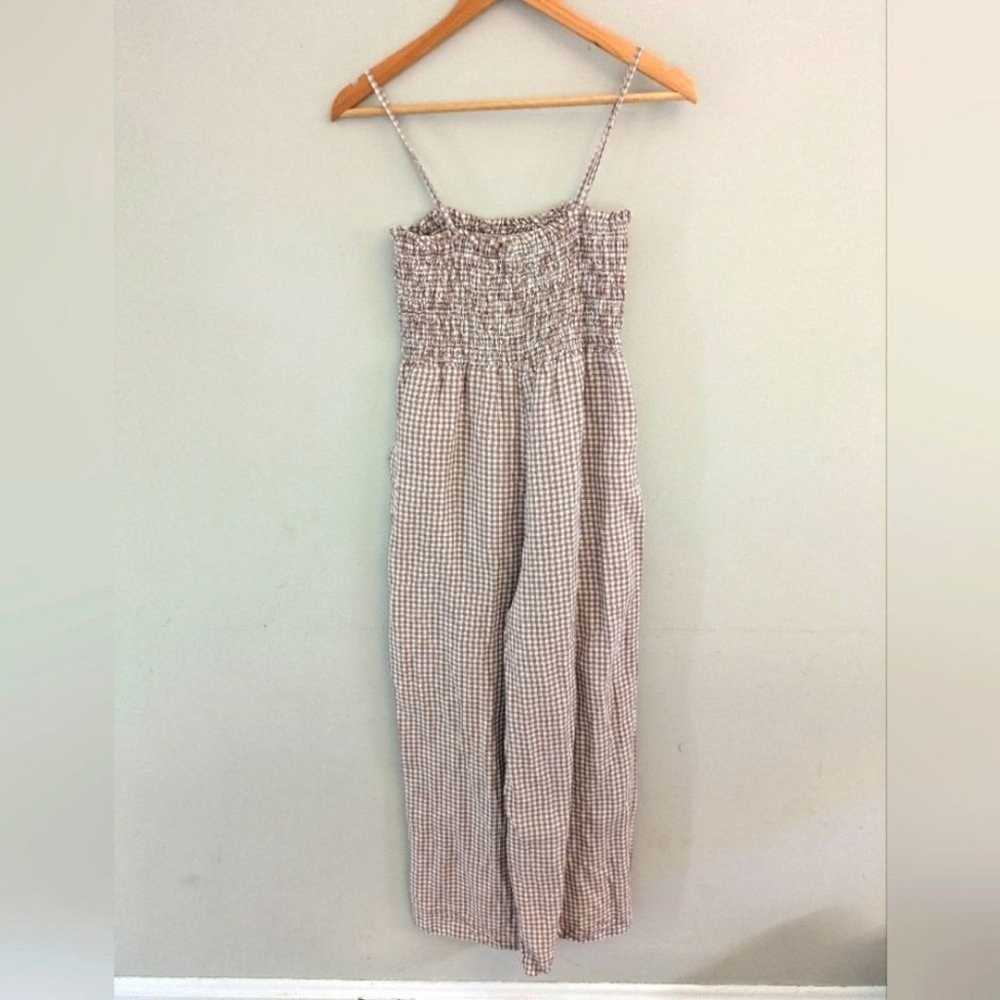 House of Harlow Brown Gingham Jumpsuit Size S Lin… - image 2