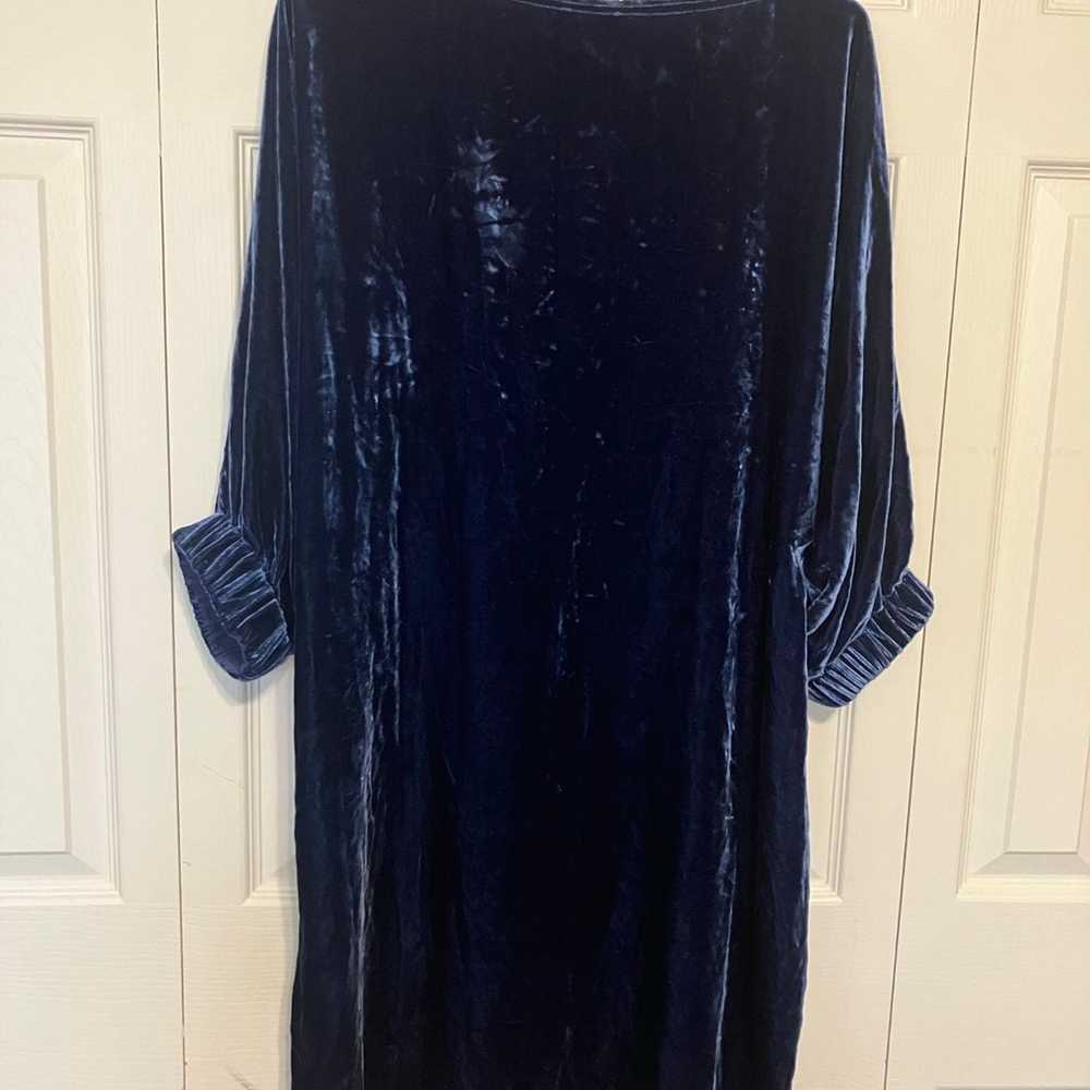 Sundance Velvet Dress Long Sleeves Sz M Blue Holi… - image 5