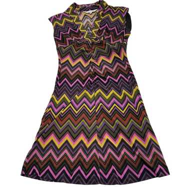 Trina Turk Dress Womens 8 Purple Green Chevron Re… - image 1