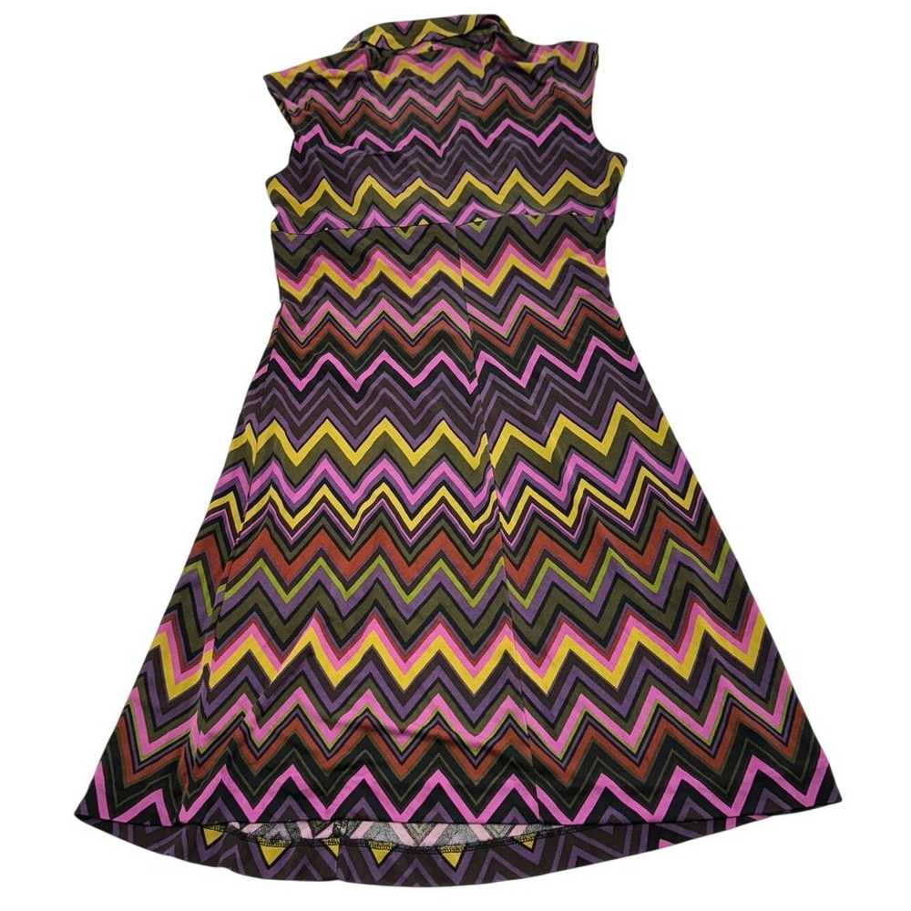 Trina Turk Dress Womens 8 Purple Green Chevron Re… - image 2