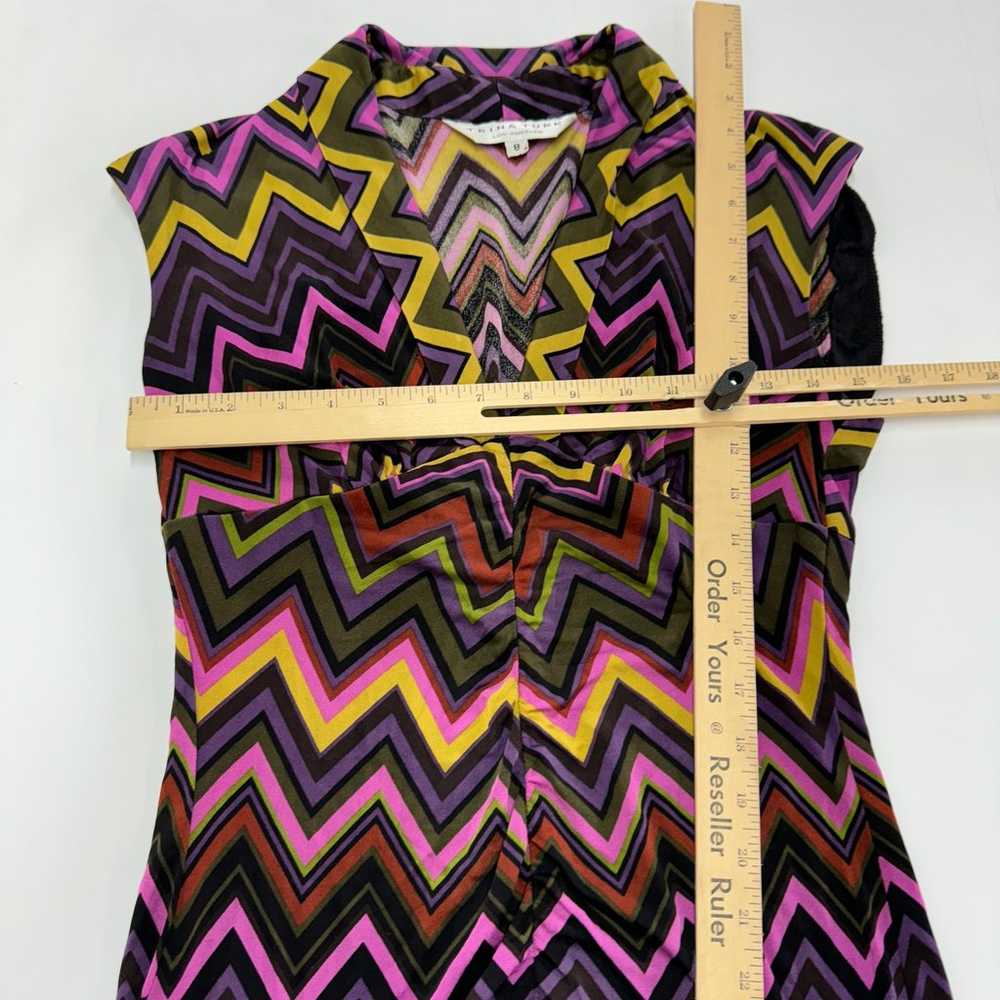 Trina Turk Dress Womens 8 Purple Green Chevron Re… - image 5