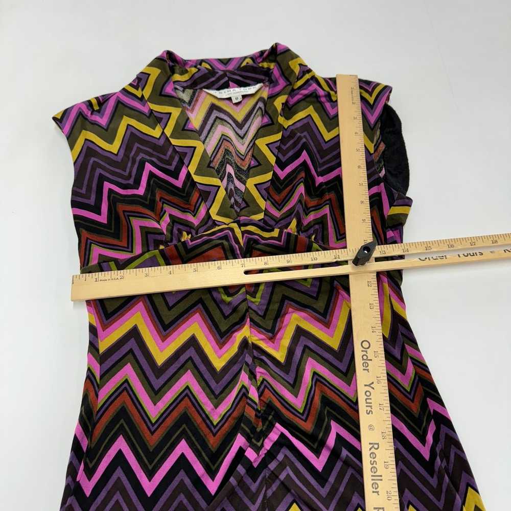 Trina Turk Dress Womens 8 Purple Green Chevron Re… - image 6