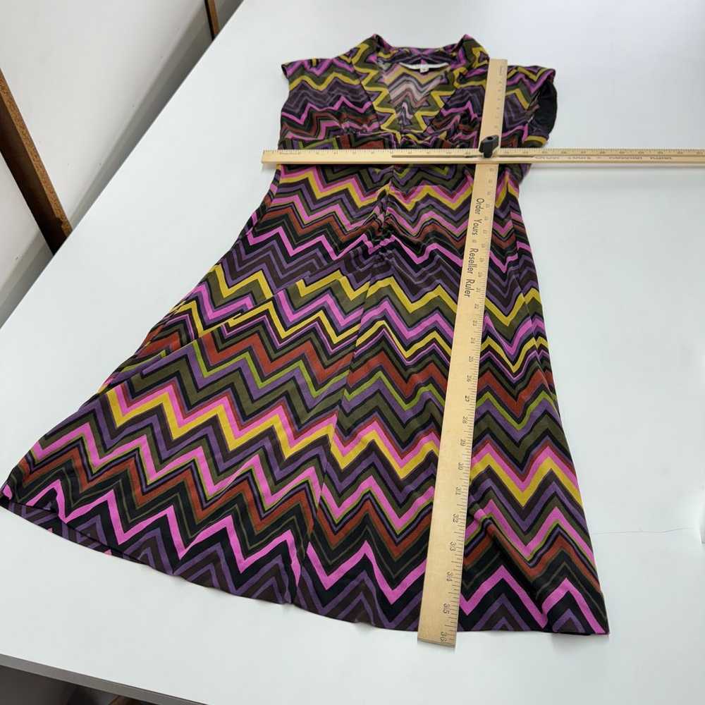 Trina Turk Dress Womens 8 Purple Green Chevron Re… - image 7