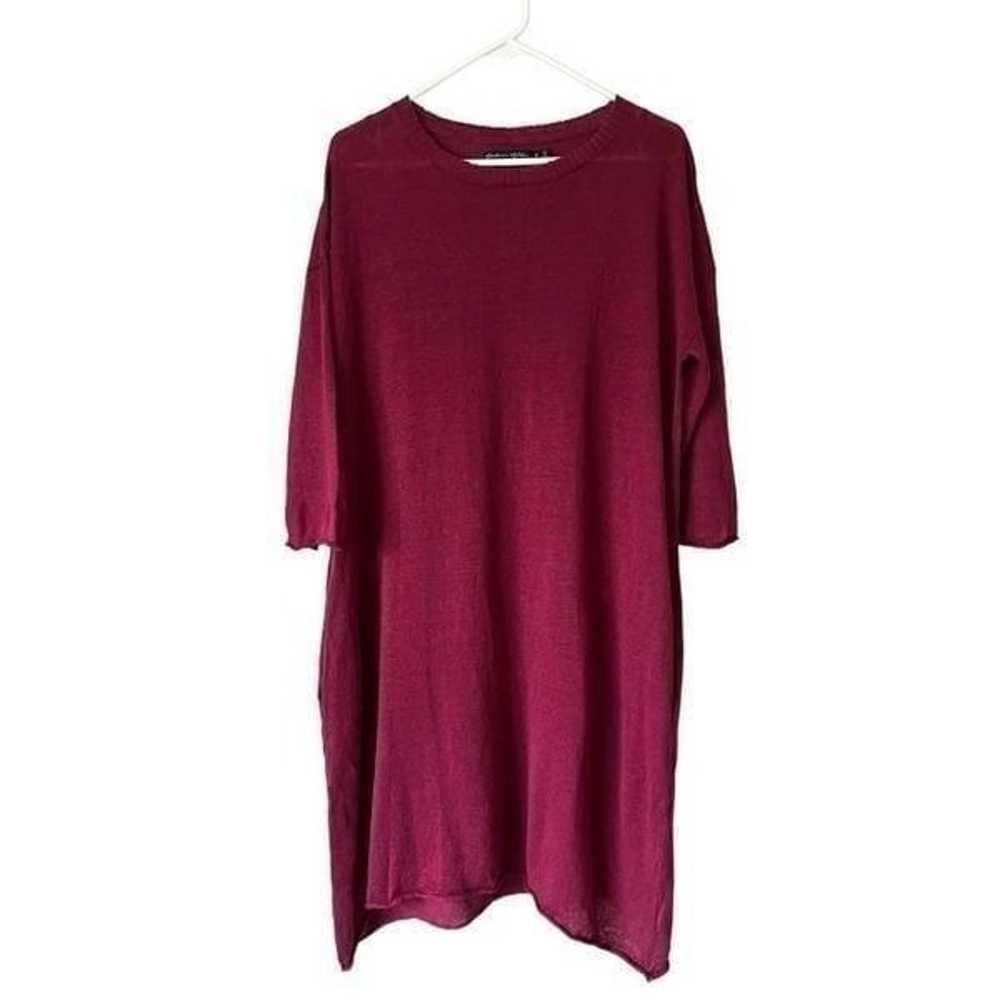 Gudrun Sjoden Linen Burgundy Red Relaxed Dress si… - image 1