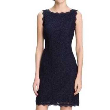 Adrianna Papell Navy Blue Lace Sheath Dress