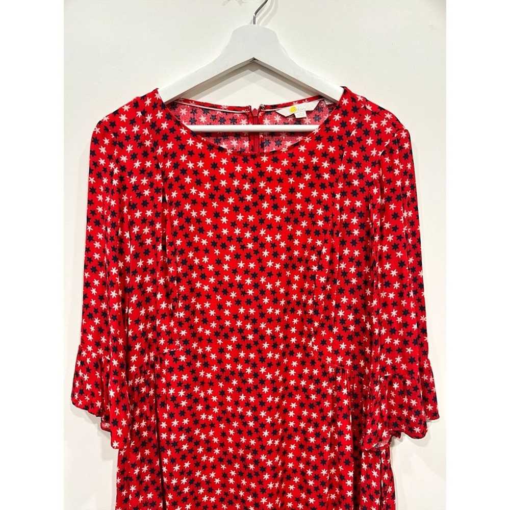 Boden Hyacinth Dress Red Printed 3/4 Flare Sleeve… - image 5