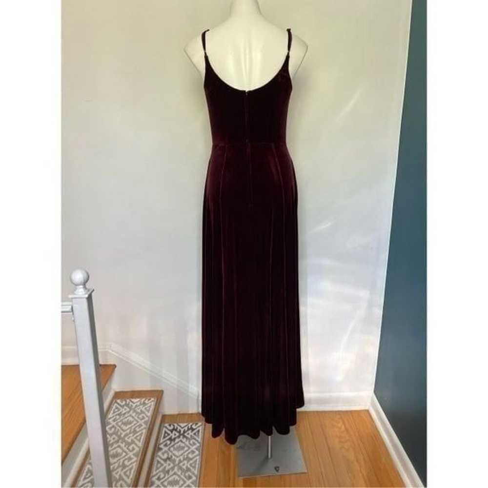 David’s Bridal Long Velvet Cowl Neck dress burgun… - image 6