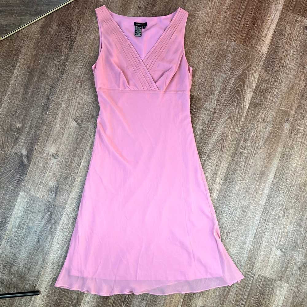 BCBGMaxazria Pink V Neck 100% Silk Dress - image 1