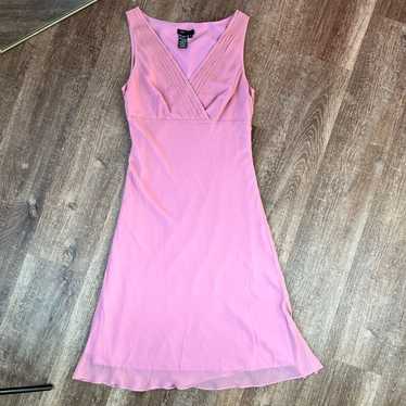 BCBGMaxazria Pink V Neck 100% Silk Dress - image 1