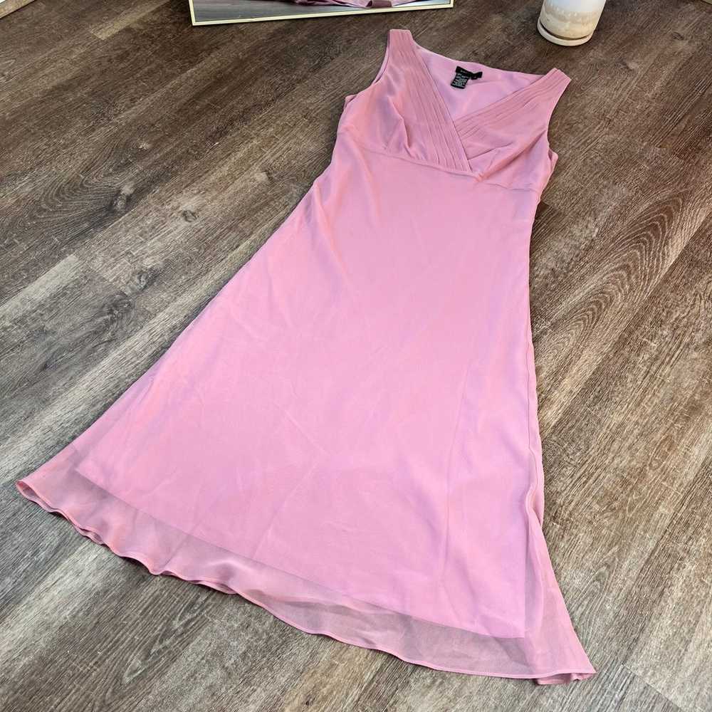 BCBGMaxazria Pink V Neck 100% Silk Dress - image 2