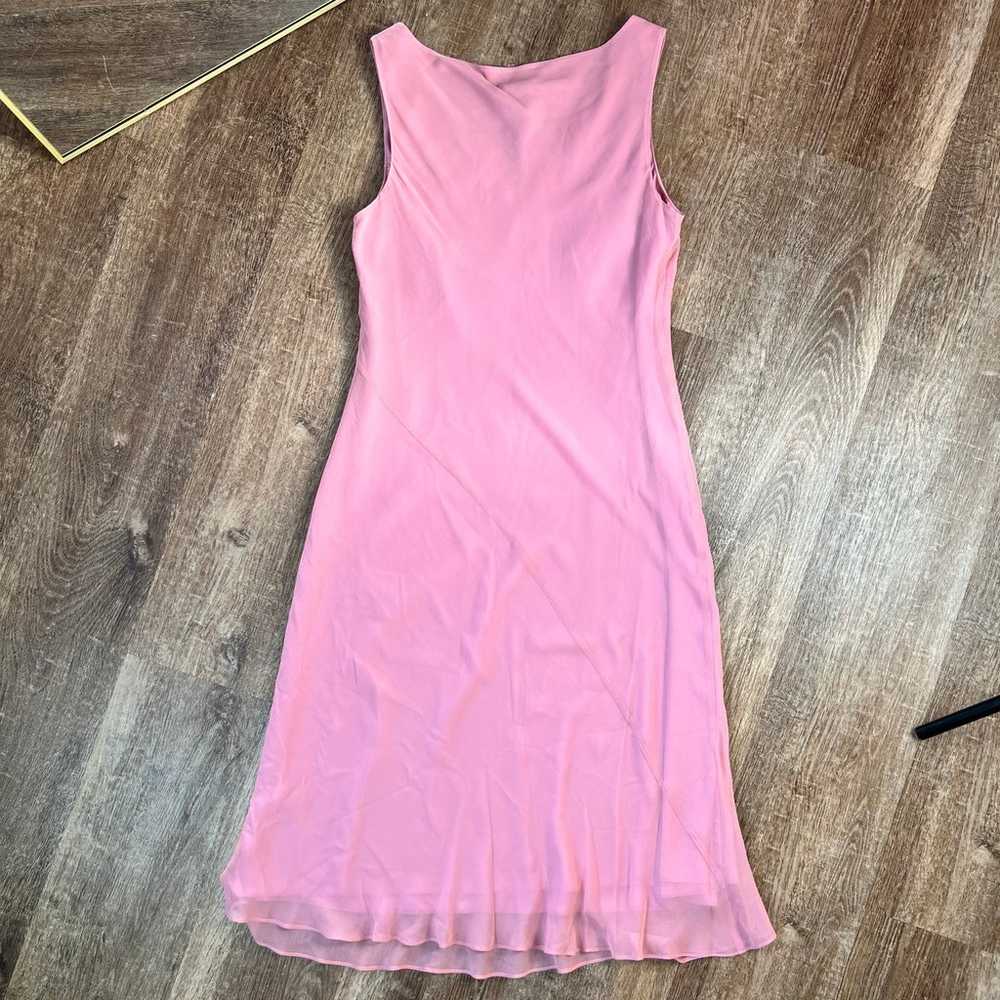 BCBGMaxazria Pink V Neck 100% Silk Dress - image 5