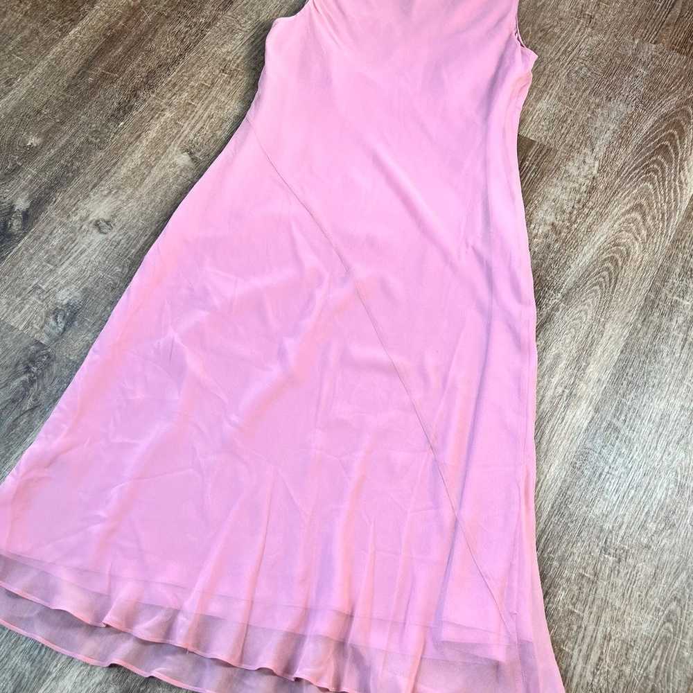 BCBGMaxazria Pink V Neck 100% Silk Dress - image 6