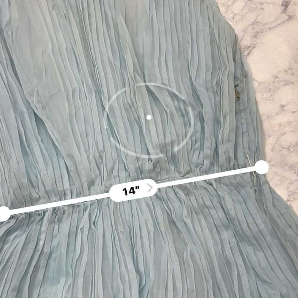 50s/60s Light Blue Pleated long sleeveless sheer … - image 7