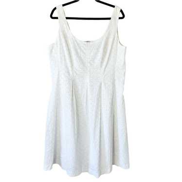 Pappagallo White Eyelet Fit & Flare Sleeveless Co… - image 1