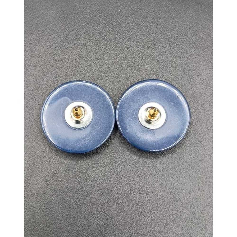 Vintage Abstract Navy & White Button Stud Earrings - image 6