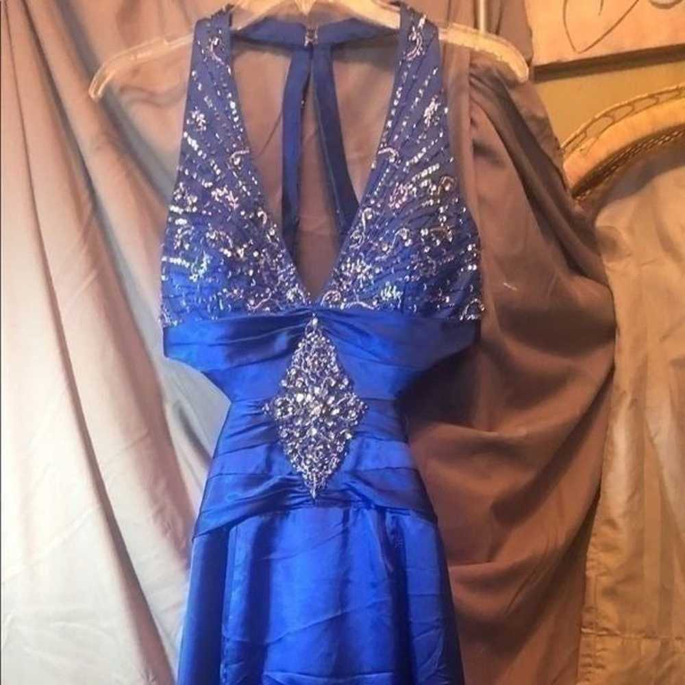 Precious formals blue halter side cut out backles… - image 12