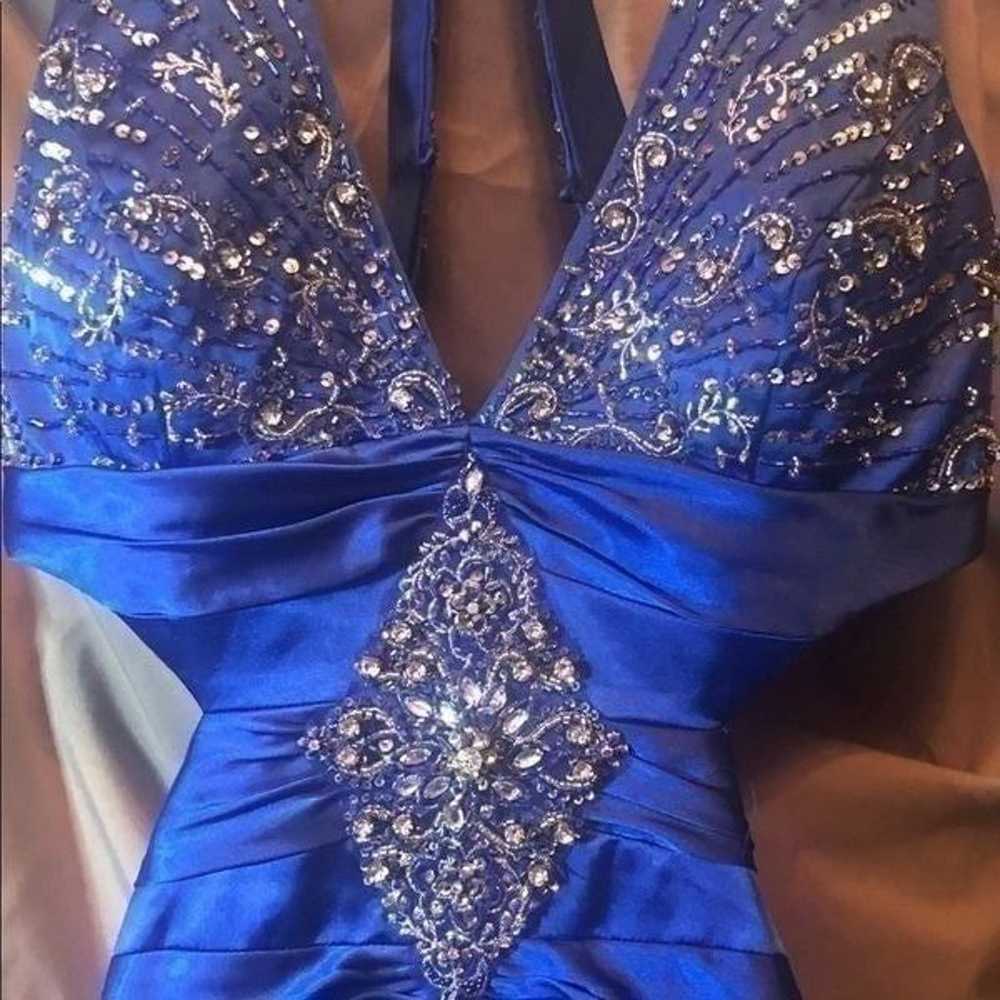 Precious formals blue halter side cut out backles… - image 3