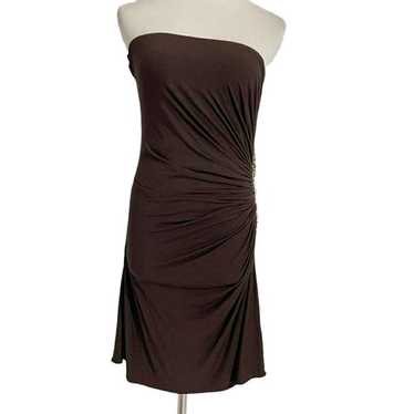 Sky Size Large Halter Brown Dress Embellished Ruch