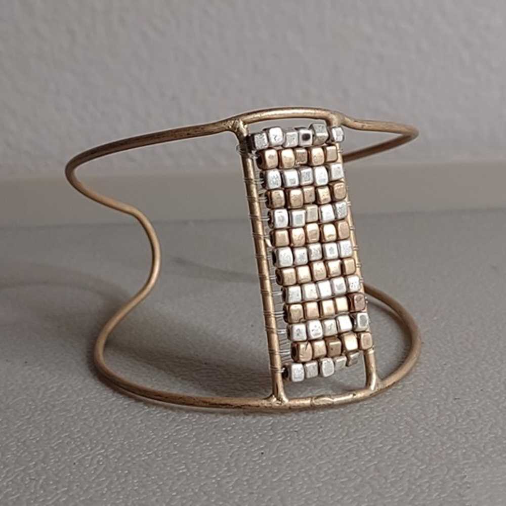 Lightweight Vintage Two Tone Cuff Bracelet - image 1