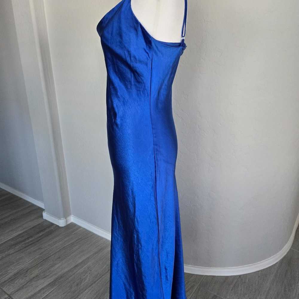 Vintage 90s Y2K Blue Satin Maxi Slip Dress Spaghe… - image 2