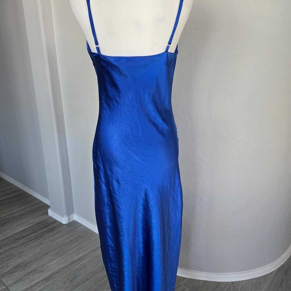 Vintage 90s Y2K Blue Satin Maxi Slip Dress Spaghe… - image 3