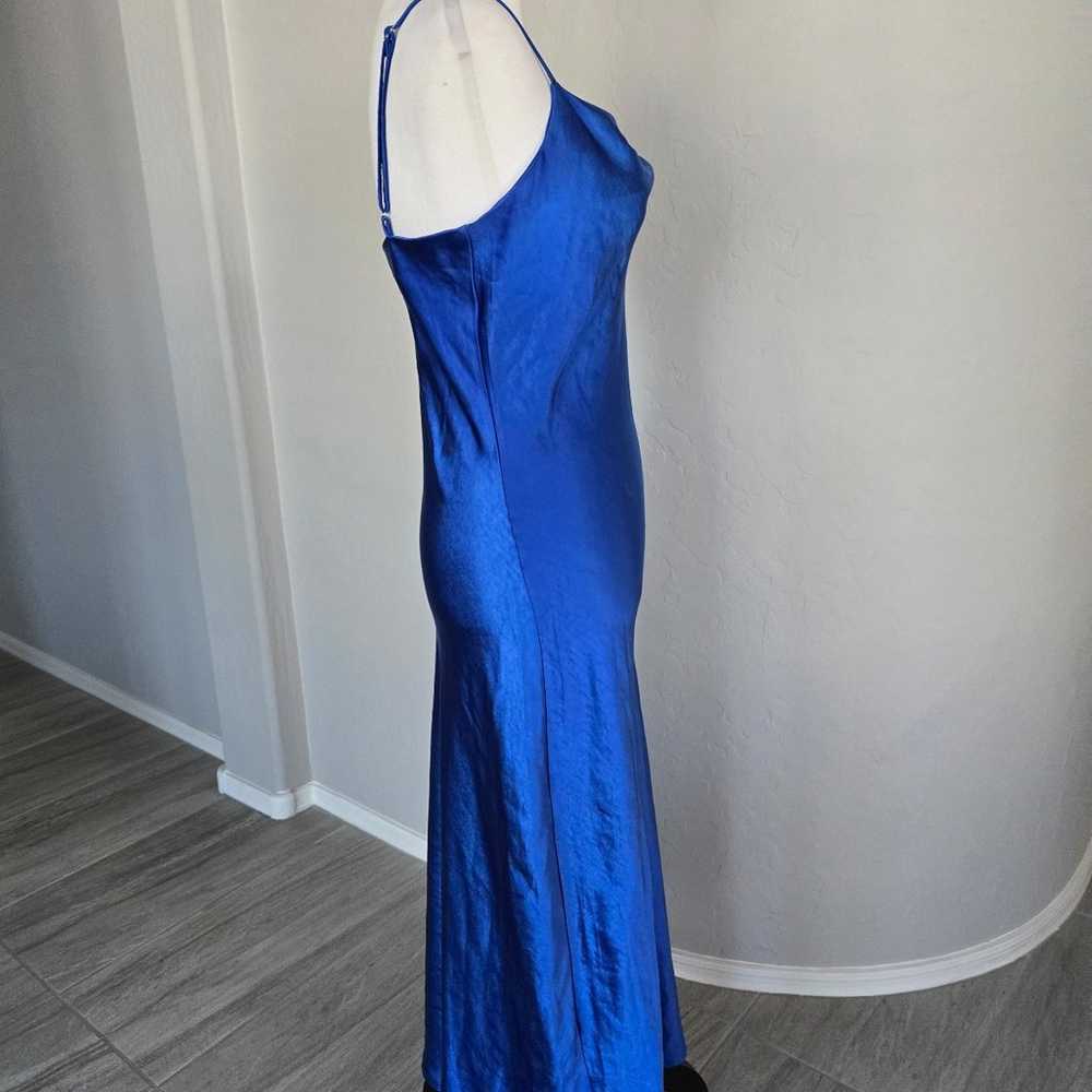 Vintage 90s Y2K Blue Satin Maxi Slip Dress Spaghe… - image 4