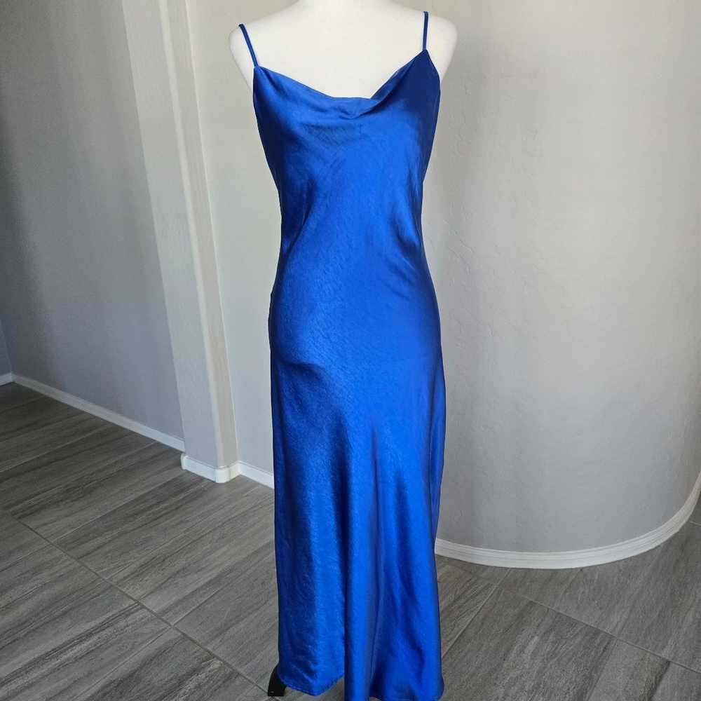 Vintage 90s Y2K Blue Satin Maxi Slip Dress Spaghe… - image 5