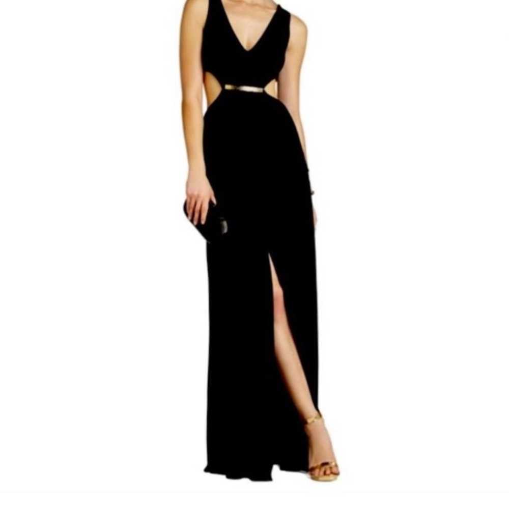 BCBGMAXARIA Black Valentina V-neck Cut-out Waist … - image 2