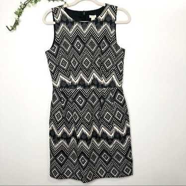 J. Crew Black Cream Aztec Print Dress