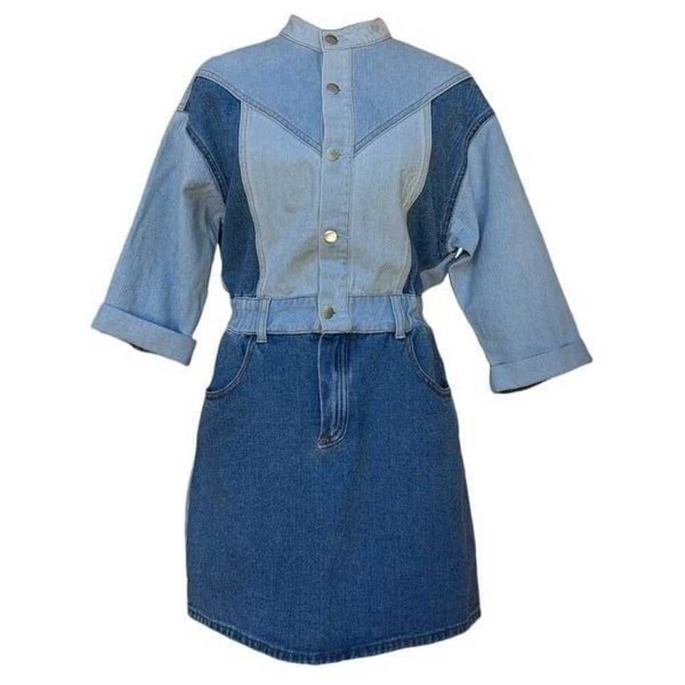 Driftwood Blue Denim Fabric Mini Dress Bianca  Co… - image 1