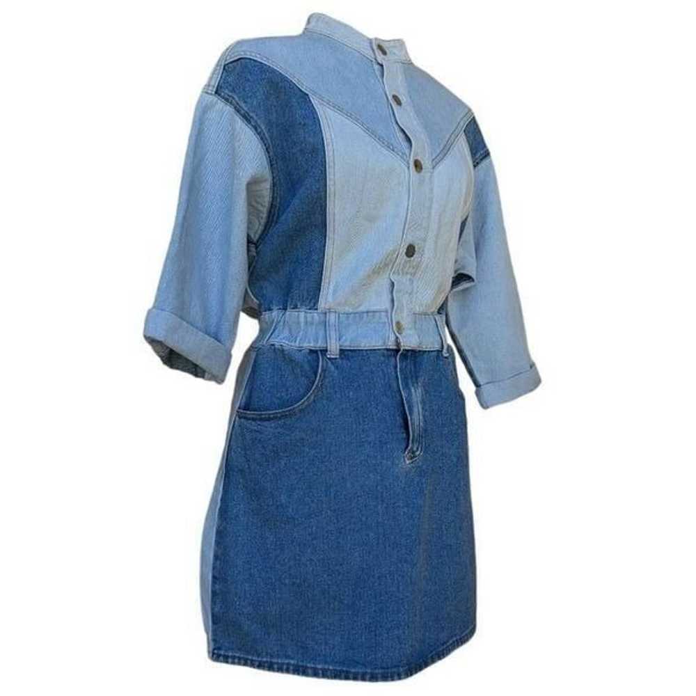 Driftwood Blue Denim Fabric Mini Dress Bianca  Co… - image 3