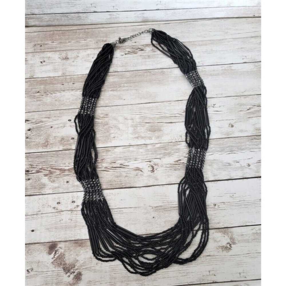 Vintage Necklace - 30" Extra Long Black Beaded St… - image 2