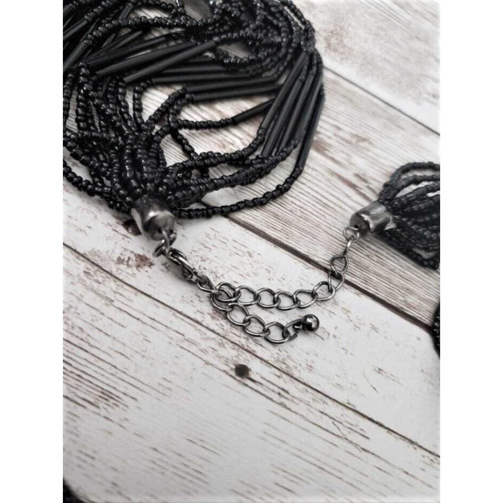 Vintage Necklace - 30" Extra Long Black Beaded St… - image 4