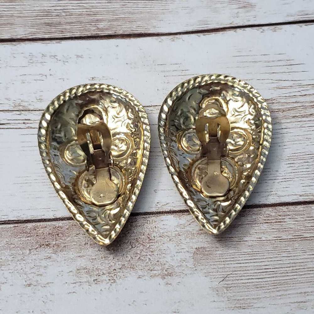 Vintage Clip On Earrings Extra Large Statement Bl… - image 4