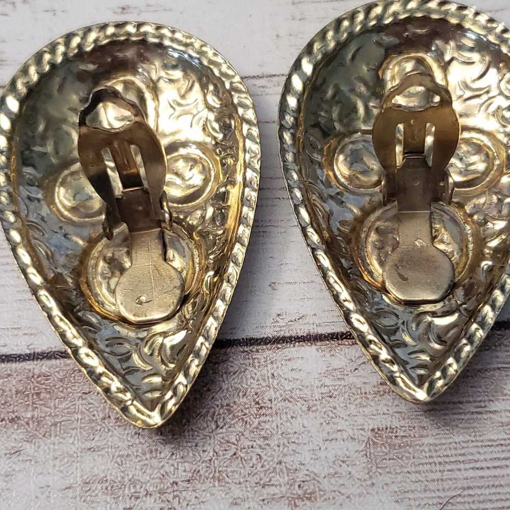 Vintage Clip On Earrings Extra Large Statement Bl… - image 5