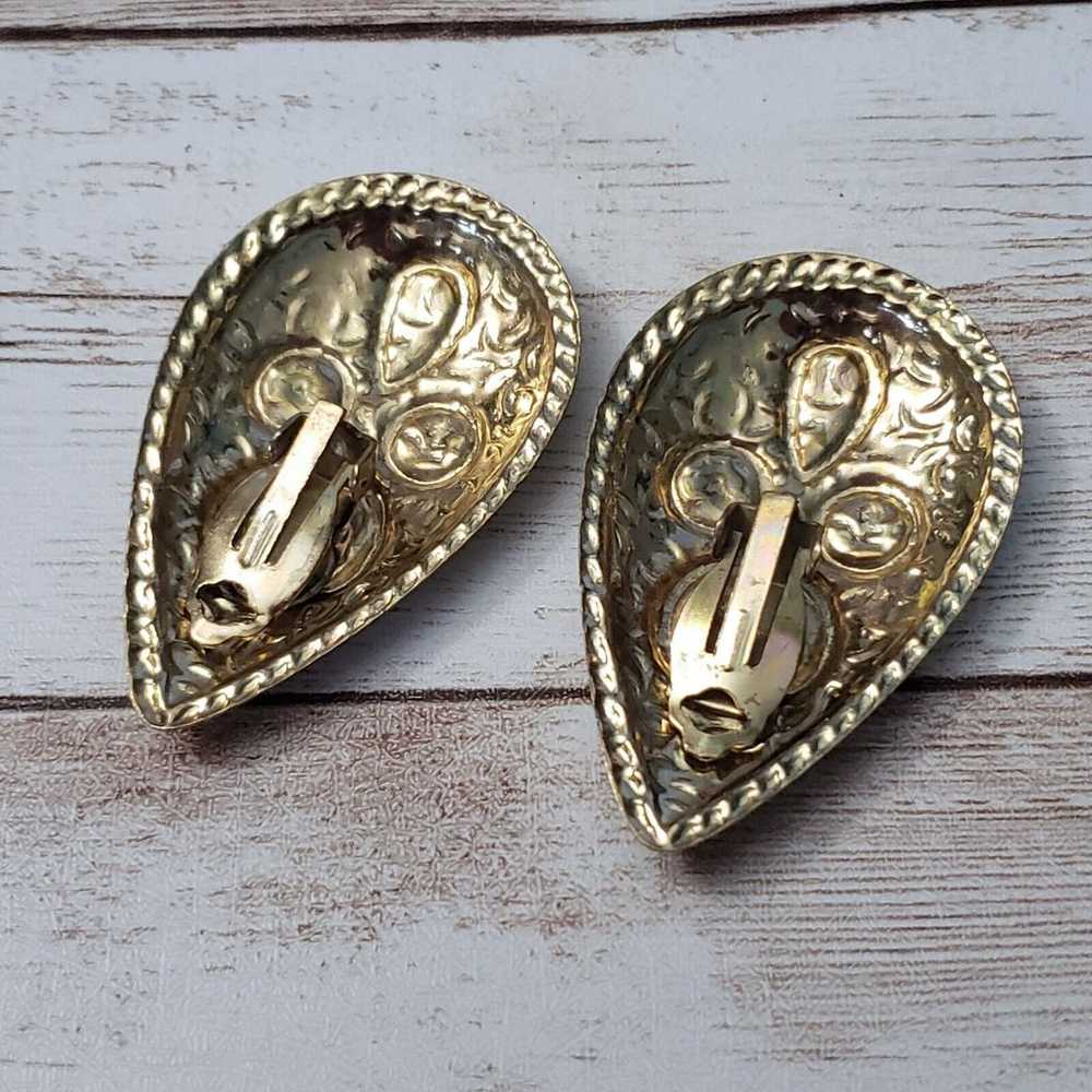 Vintage Clip On Earrings Extra Large Statement Bl… - image 6