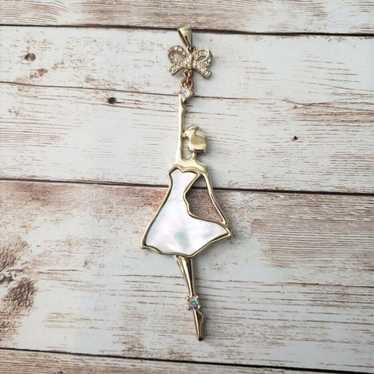 Vintage Pendant - Ballerina with Bow Pendant - No… - image 1