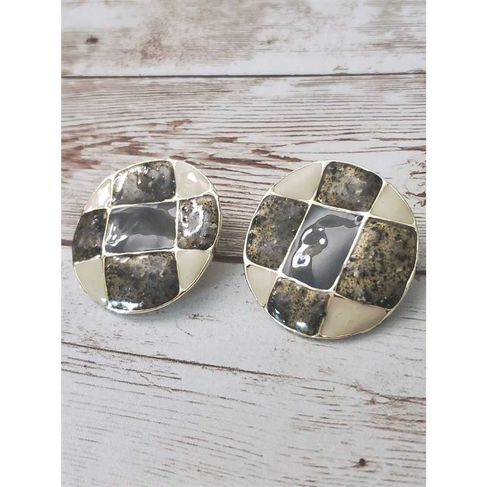 Vintage Clip On Earrings Large Statement Circle G… - image 2