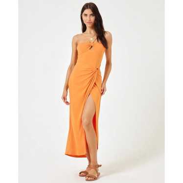 L Space Orange Aya Dress Halter Midi Dress