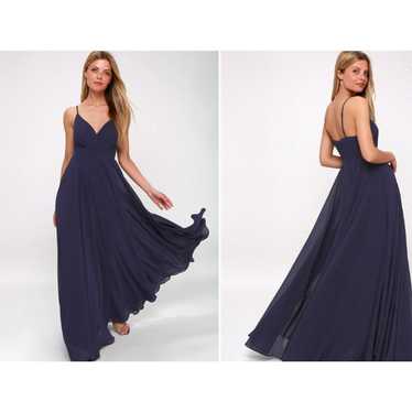 Lulus All About Love Navy Blue Maxi Dress Size Lar