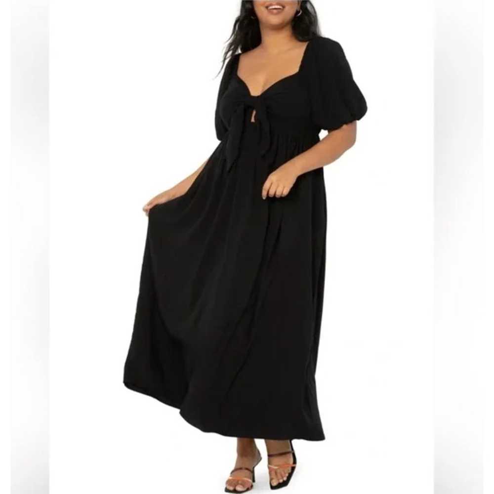 New! ELOQUII black tie front maxi dress plus size… - image 4