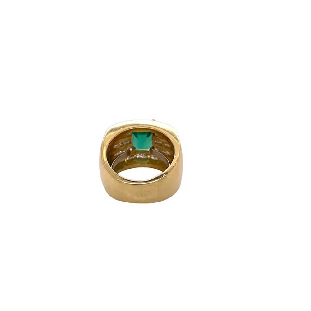 18K Yellow Gold Emerald and Diamond Ring - image 3