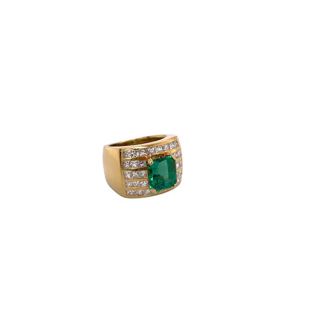 18K Yellow Gold Emerald and Diamond Ring - image 4