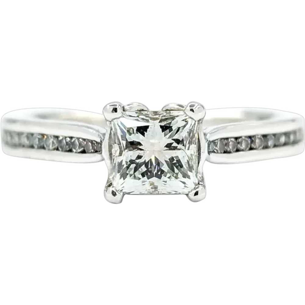 .77ctw Princess Cut Diamond Engagement Ring in Wh… - image 1